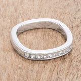 .9Ct Channel Set Princess Cut Rhodium Plated Square Shaped Stackable Band - JGI - Flyclothing LLC