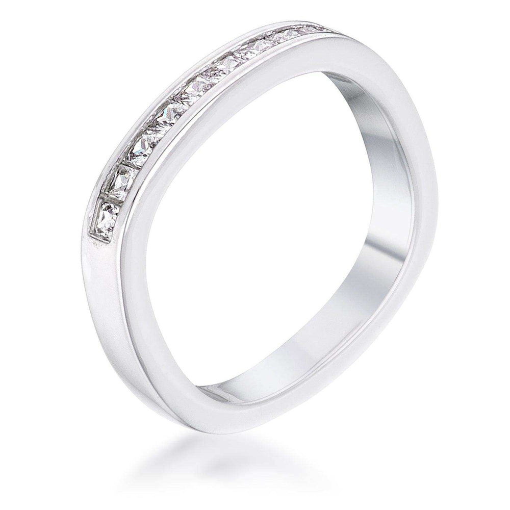 .9Ct Channel Set Princess Cut Rhodium Plated Square Shaped Stackable Band - JGI - Flyclothing LLC