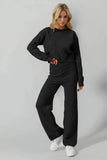 Double Take Full Size Checkered Round Neck Top and Pants Set - Trendsi