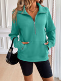 Ivy Lane Half Zip Raglan Sleeve Sweatshirt - Trendsi - Flyclothing LLC