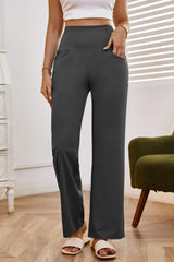 High Waist Wide Leg Pants with Pockets - Trendsi - Flyclothing LLC