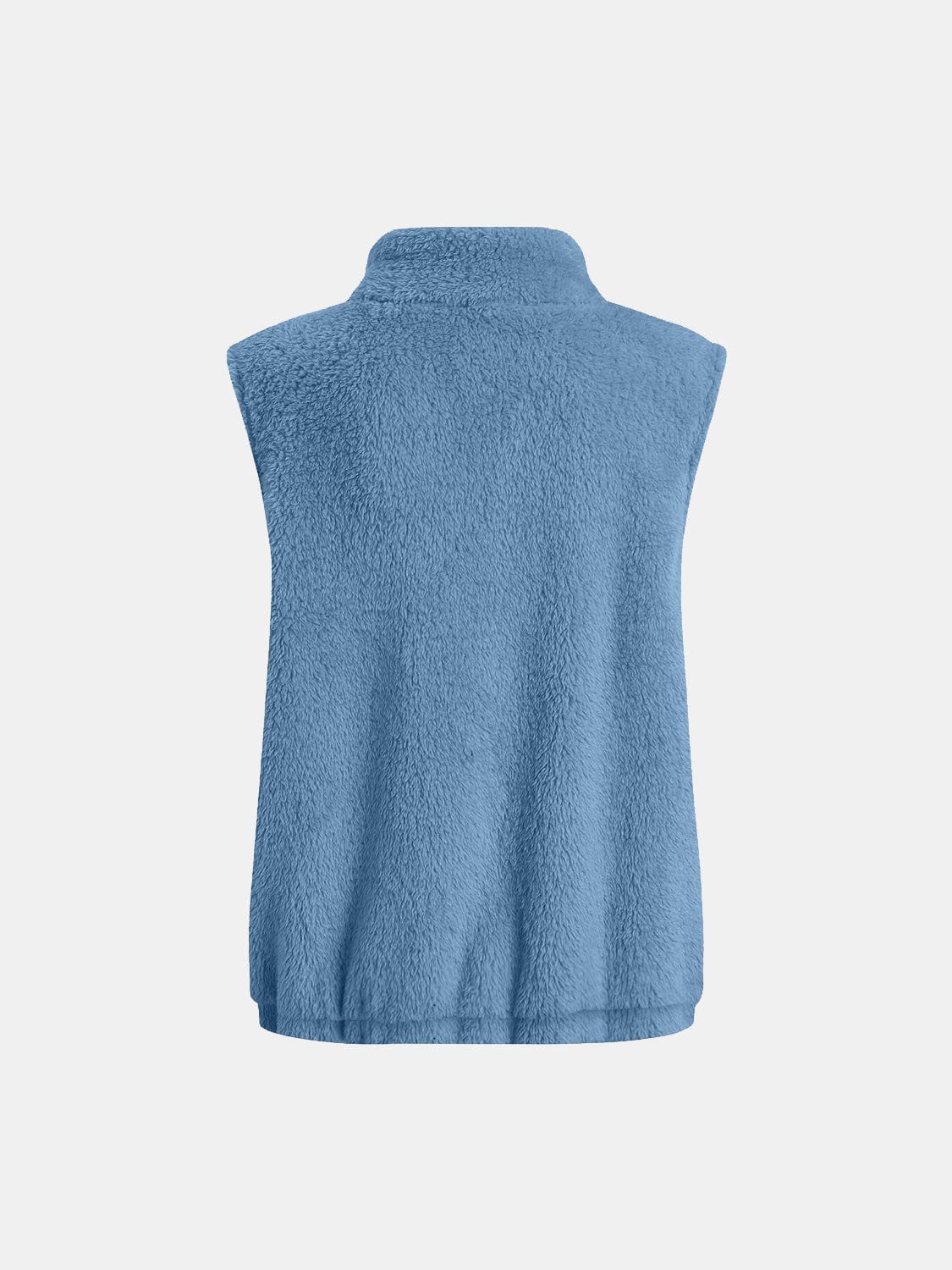 Full Size Fuzzy Zip Up Vest Coat with Pockets - Trendsi
