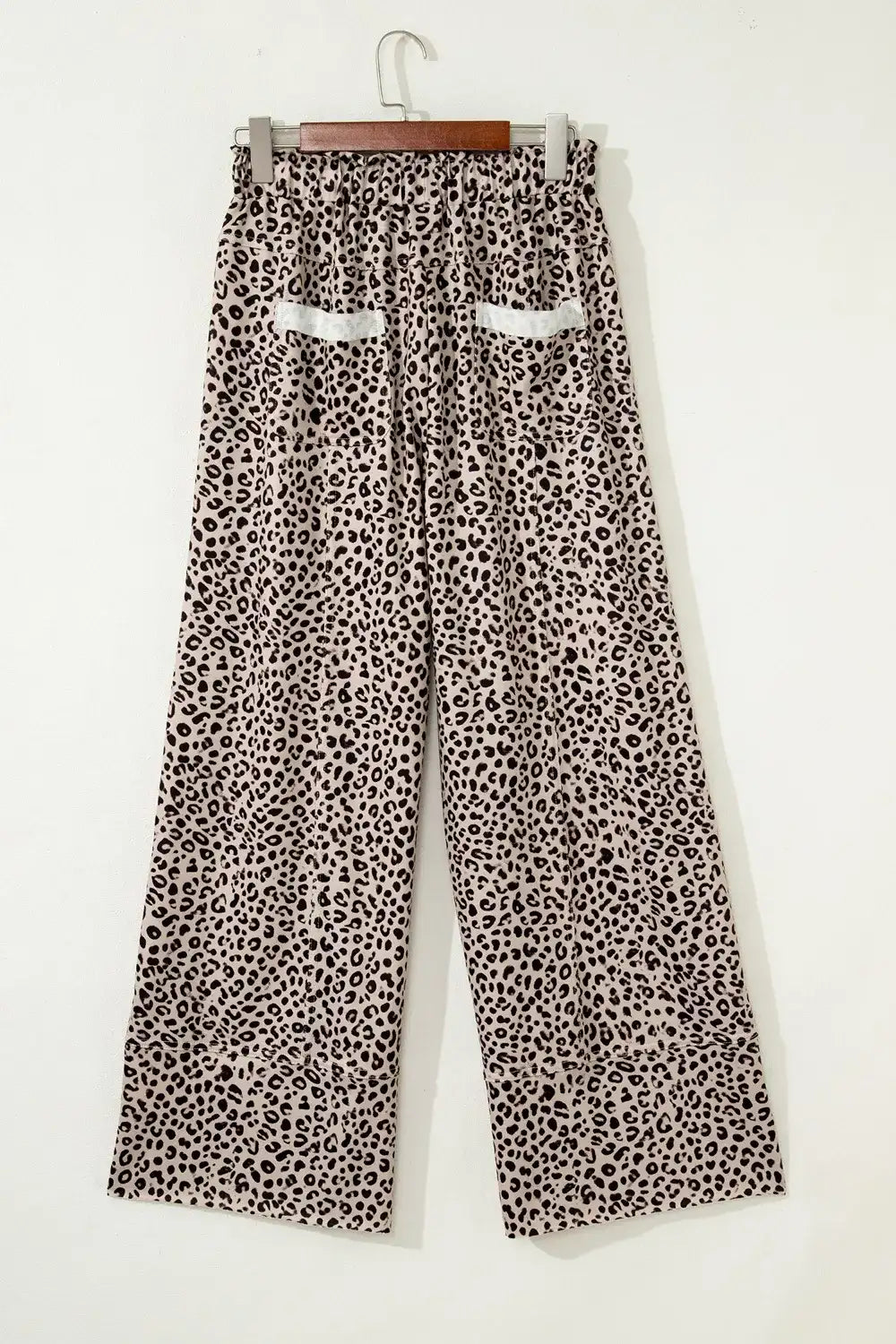 Leopard Print Wide-Leg Pants with Drawstring - Trendsi - Flyclothing LLC