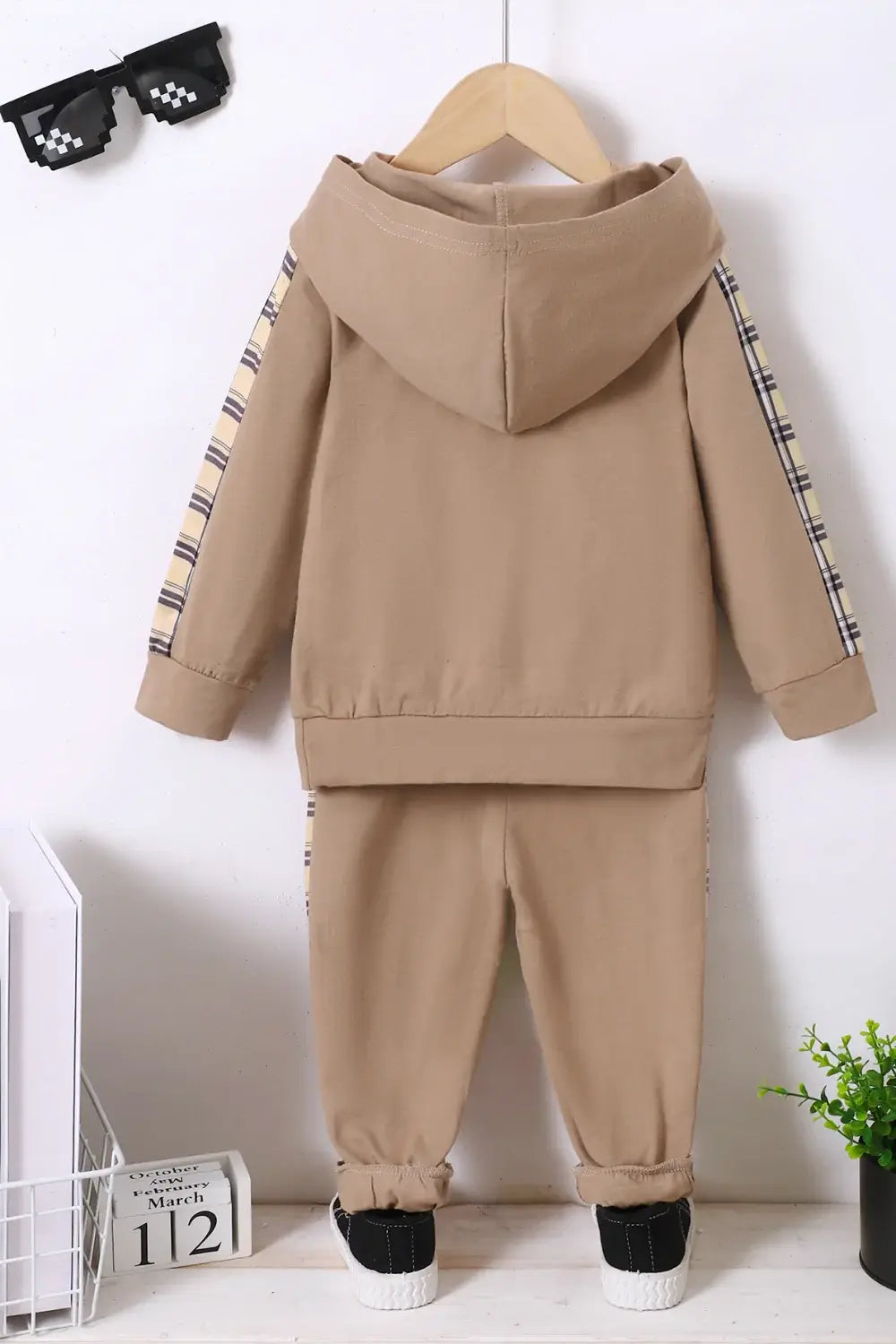 Children's Plaid Hoodie and pants Set - Trendsi - Flyclothing LLC