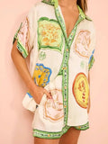 Printed Button Up Shirt and Shorts Set - Trendsi - Flyclothing LLC