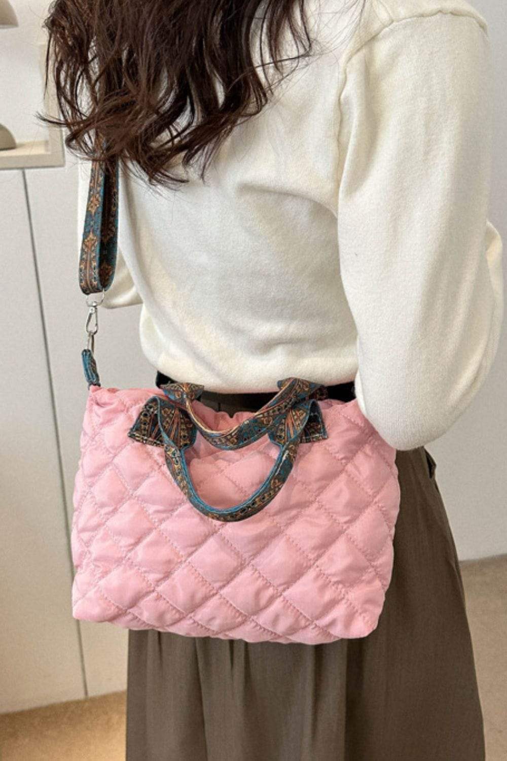 Bubble Textured Printed Strap Handbag - Trendsi - Flyclothing LLC