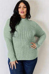 Basic Bae Full Size Ribbed Mock Neck Long Sleeve T-Shirt - ShopBasicbae - Flyclothing LLC