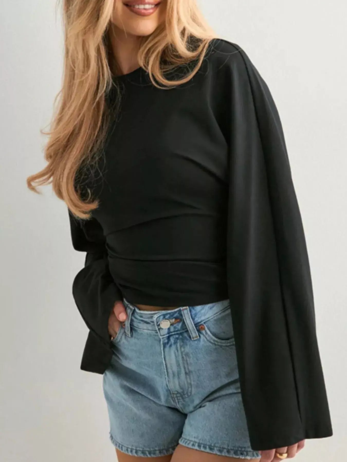 Full Size Long Sleeve Fitted T-Shirt Plus Size - Trendsi - Flyclothing LLC