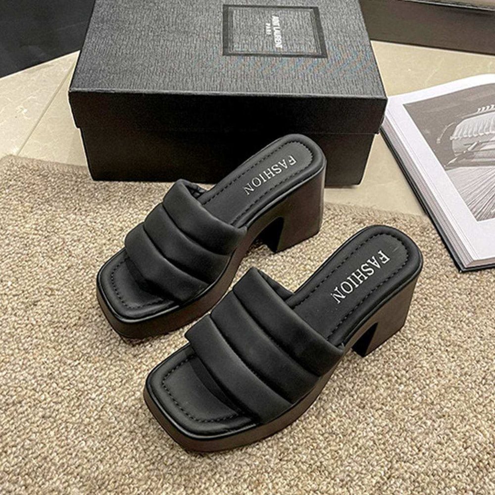 Open Toe Block Heel Sandals - Trendsi - Flyclothing LLC