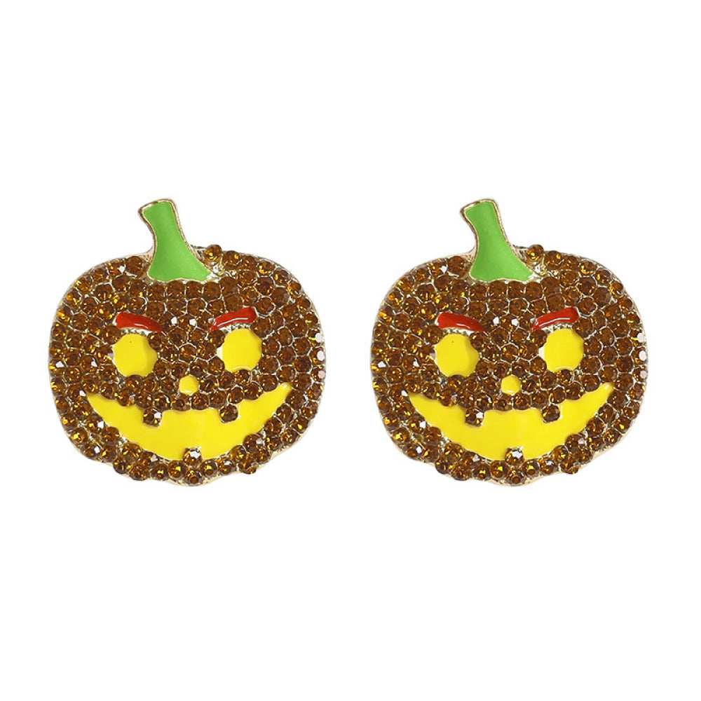 Demon Pumpkin Rhinestone Alloy Earrings - Trendsi - Flyclothing LLC
