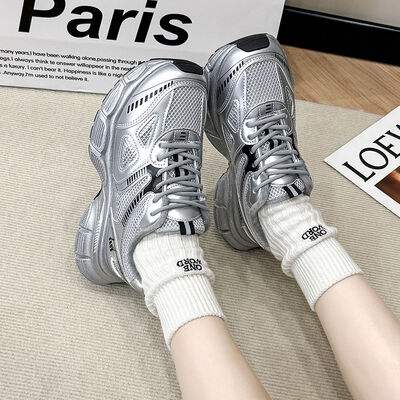 Lace Up Platform Athletic Shoes - Trendsi - Flyclothing LLC
