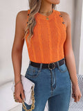 Cable-Knit Round Neck Vest - Trendsi - Flyclothing LLC