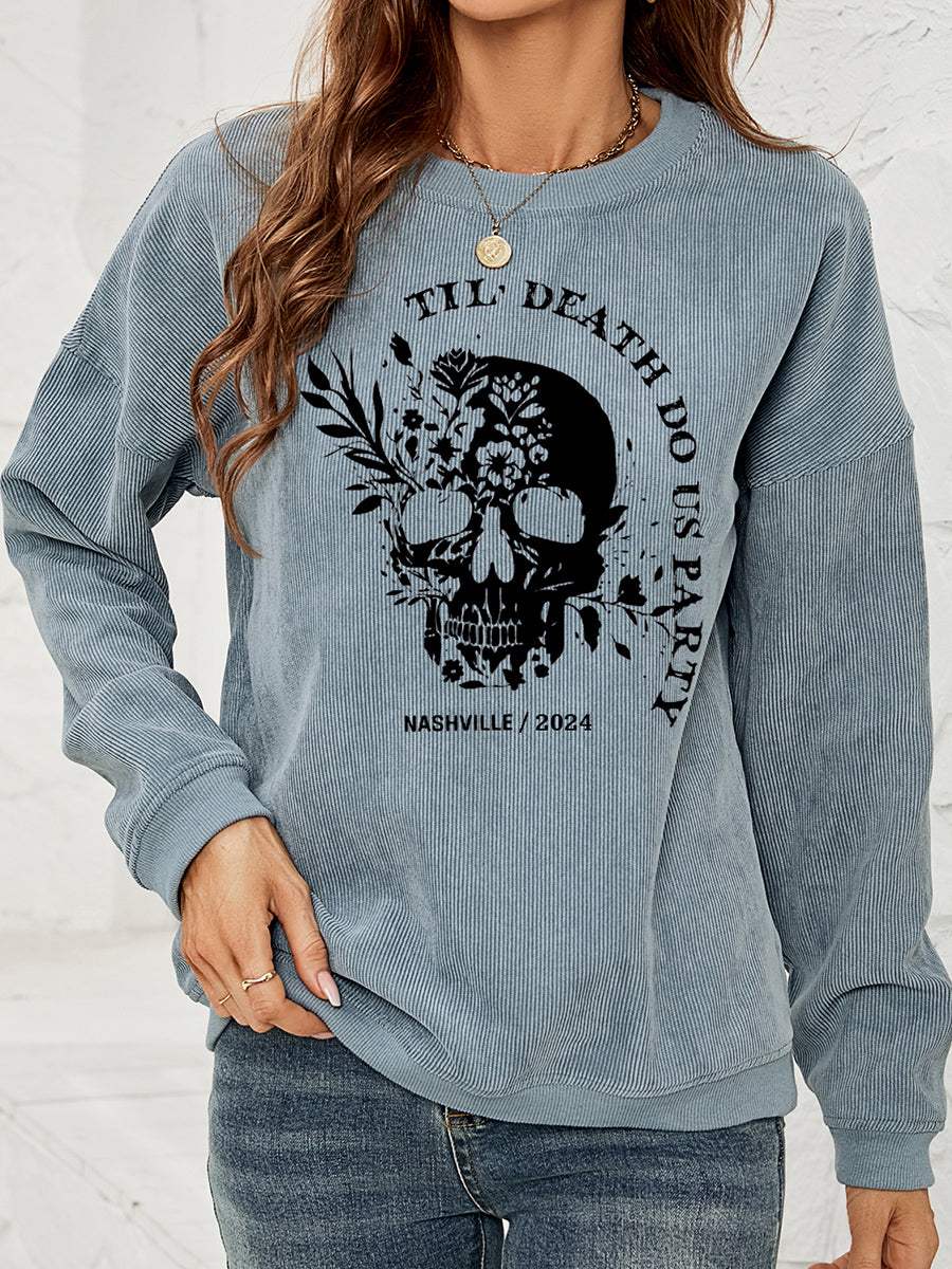 Skull Graphic Dropped Shoulder Sweatshirt - Trendsi - Flyclothing LLC