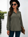 Half Button Long Sleeve T-Shirt - Trendsi - Flyclothing LLC