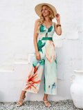Cutout Printed Wide Strap Jumpsuit - Trendsi - Flyclothing LLC