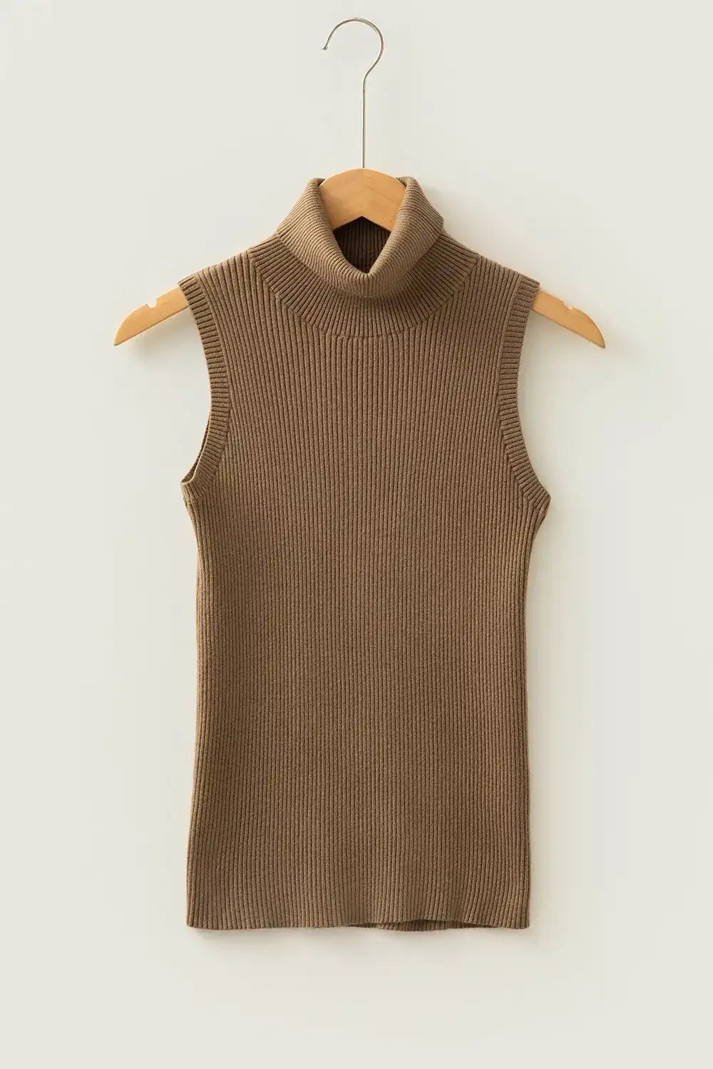 Mock Neck Ribbed Knit Sweater Vest - Trendsi - Flyclothing LLC