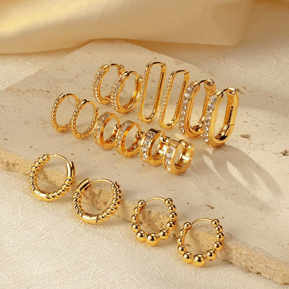 Womens Simple Stainless Steel Hoop Earrings - My Store - Flyclothing LLC