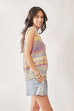 Davi & Dani Multi Color Crochet Sleeveless Knit Vest Top - Trendsi - Flyclothing LLC