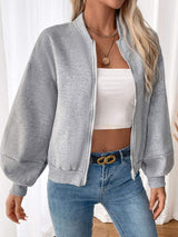 Perfee Zip Up Long Sleeve Sweatshirt - Trendsi - Flyclothing LLC
