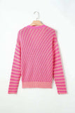 Striped V-Neck Button Up Cardigan - Trendsi - Flyclothing LLC