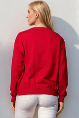 Double Take Full Size Nutcracker Sequin Long Sleeve Sweater - Trendsi - Flyclothing LLC