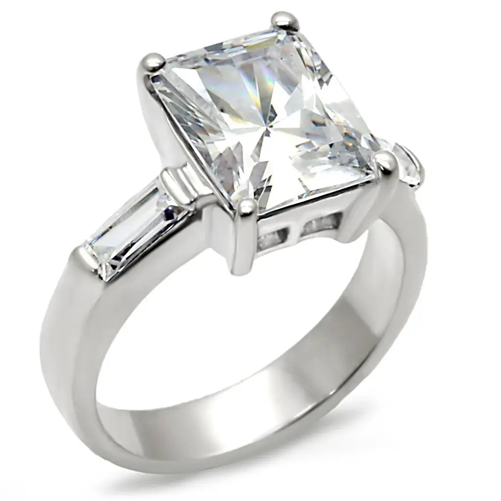 9D432 - High-Polished 925 Sterling Silver Ring with AAA Grade CZ in Clear - Alamode - Flyclothing LLC