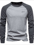 Men's Contrast Round Neck Raglan Sleeve T-Shirt - Trendsi - Flyclothing LLC