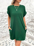 Round Neck Short Sleeve Mini Dress - Trendsi - Flyclothing LLC