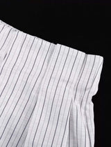 Pinstripe Cropped Blazer and Pleated Shorts Set - Trendsi - Flyclothing LLC