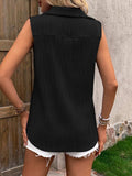 Button Up Collared Neck Tank - Trendsi - Flyclothing LLC