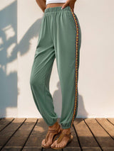 Weave Band Patchwork Elastic Waist Joggers - Trendsi - Flyclothing LLC