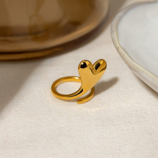Stainless Steel Heart Bypass Ring Trendsi