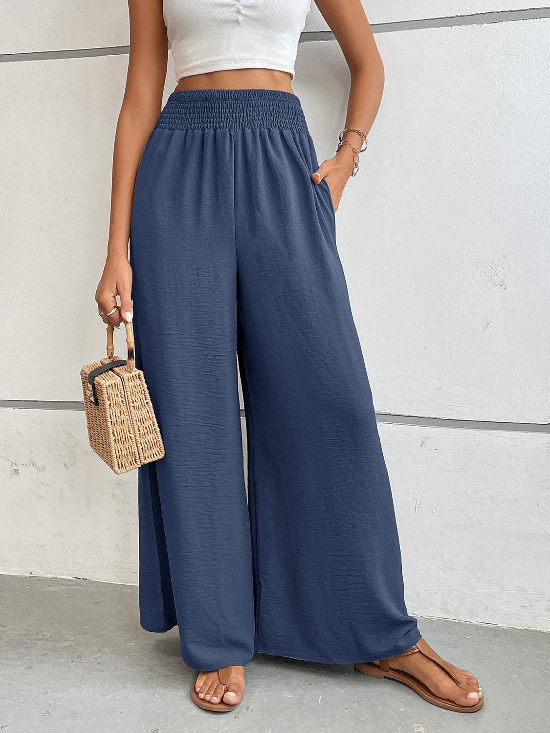 Perfee Wide Leg Pants with Pockets - Trendsi - Flyclothing LLC