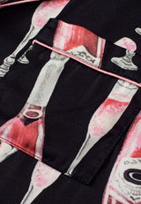 Champagne Print Short Sleeve Top and Shorts Set - Trendsi - Flyclothing LLC