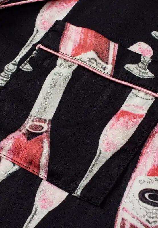 Champagne Print Short Sleeve Top and Shorts Set - Trendsi - Flyclothing LLC