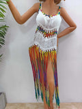 Fringe Scoop Neck Spaghetti Strap Cover-Up - Trendsi - Flyclothing LLC