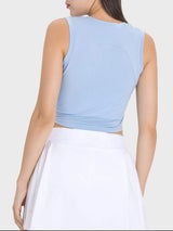 Drawstring Ruched Wide Strap Active Tank - Trendsi - Flyclothing LLC