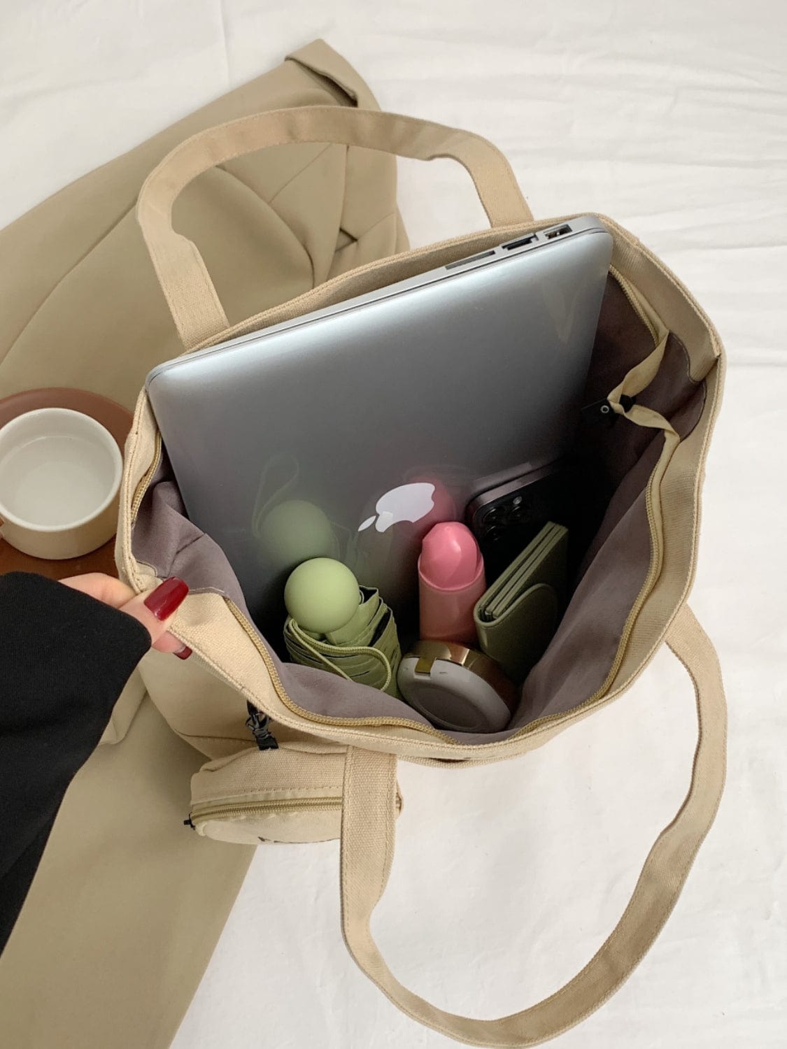 Canvas Tote Bag with Pouch - Trendsi