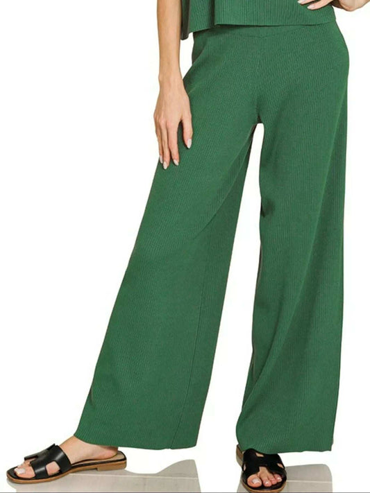 Zenana Viscose Sweater Short Sleeve Top and Pants Set - Trendsi - Flyclothing LLC