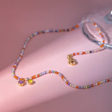 Stainless Steel Glass Stone Necklace - Trendsi