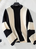 Color Block Round Neck Long Sleeve Sweater - Trendsi