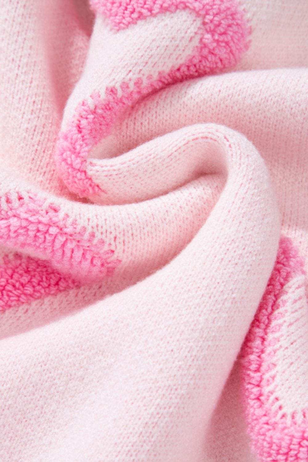 High-Low Heart Round Neck Long Sleeve Sweater - Trendsi - Flyclothing LLC