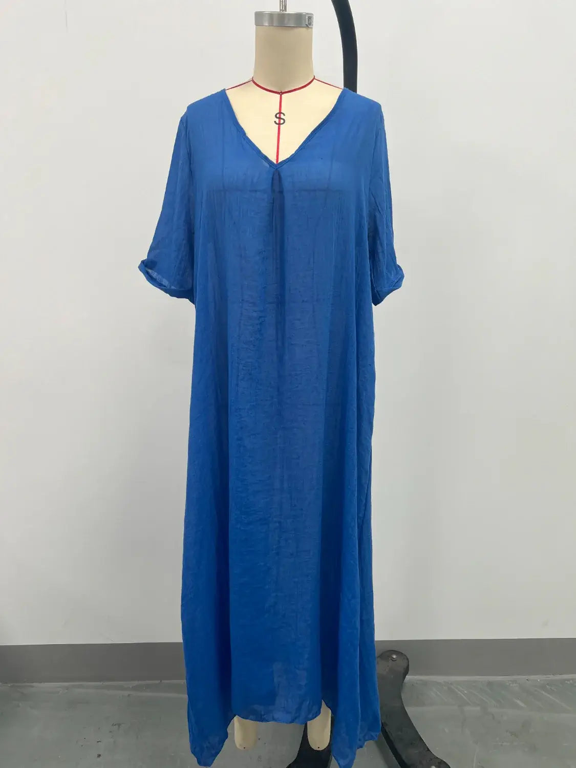 Full Size V-Neck Short Sleeve Midi Dress Plus Size - Trendsi - Flyclothing LLC