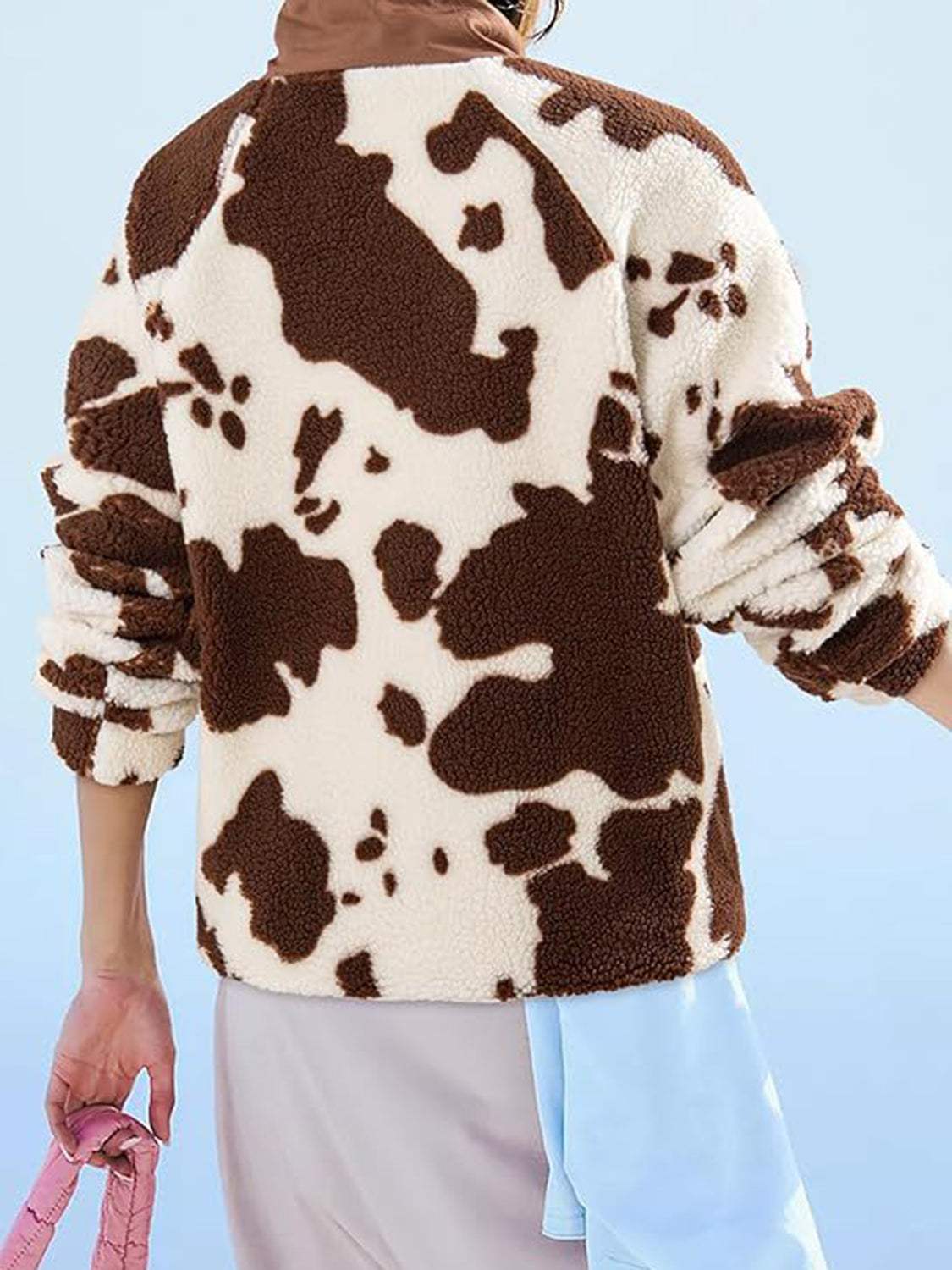 Pocketed Half Snap Sherpa Jacket - Trendsi - Flyclothing LLC
