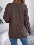 Openwork Open-Front Long Sleeve Cardigan - Trendsi - Flyclothing LLC