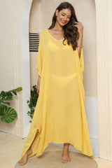 V-Neck Three-Quarter Sleeve Cover-Up - Trendsi - Flyclothing LLC