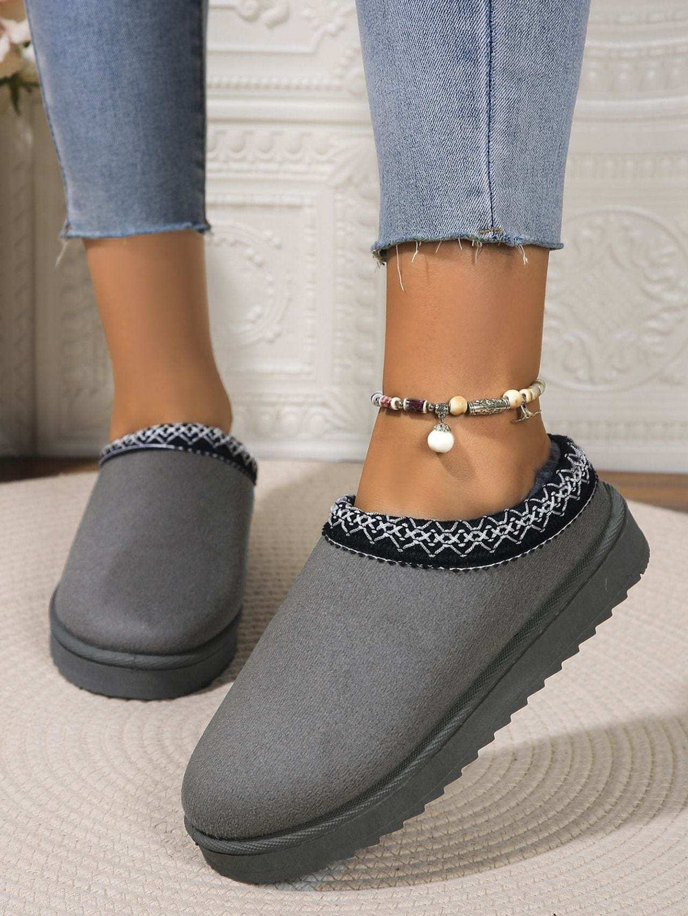 Round Toe Platform Slippers - Trendsi - Flyclothing LLC
