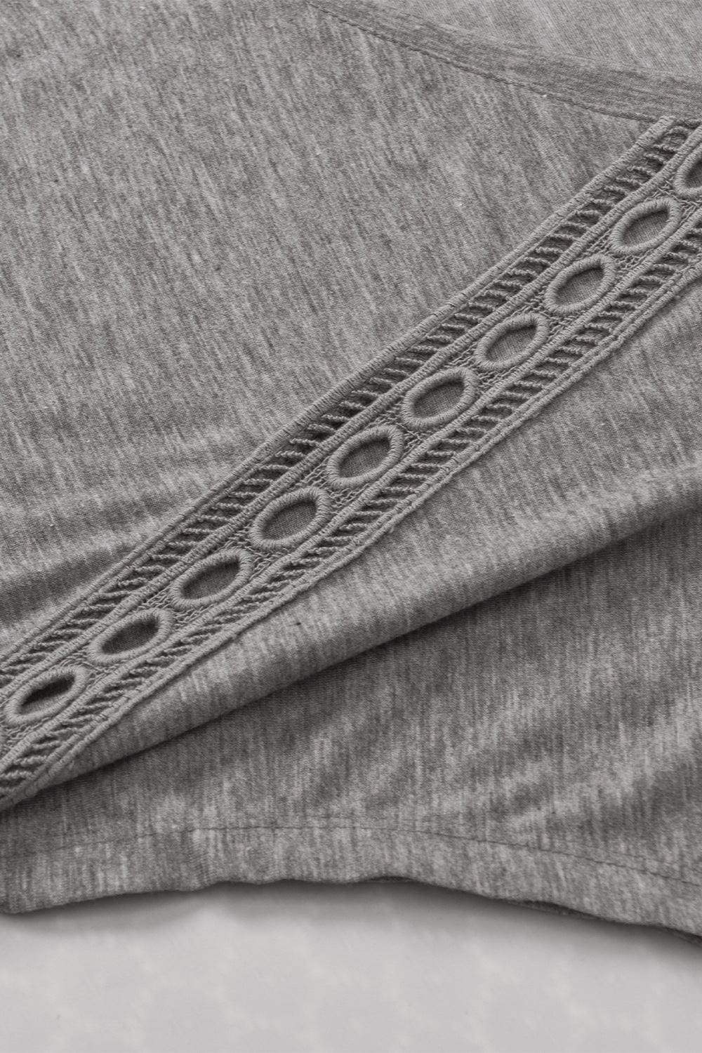 Heathered V-Neck Short Sleeve T-Shirt - Trendsi - Flyclothing LLC
