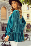 Peplum V-Neck Flounce Sleeve Blouse - Trendsi - Flyclothing LLC
