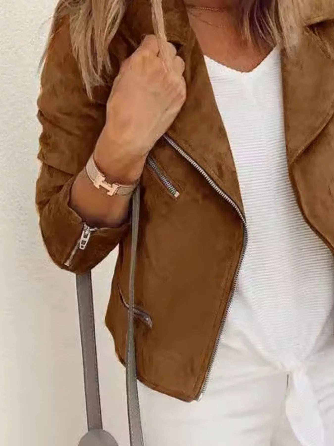 Zip Up Long Sleeve Jacket - Trendsi - Flyclothing LLC